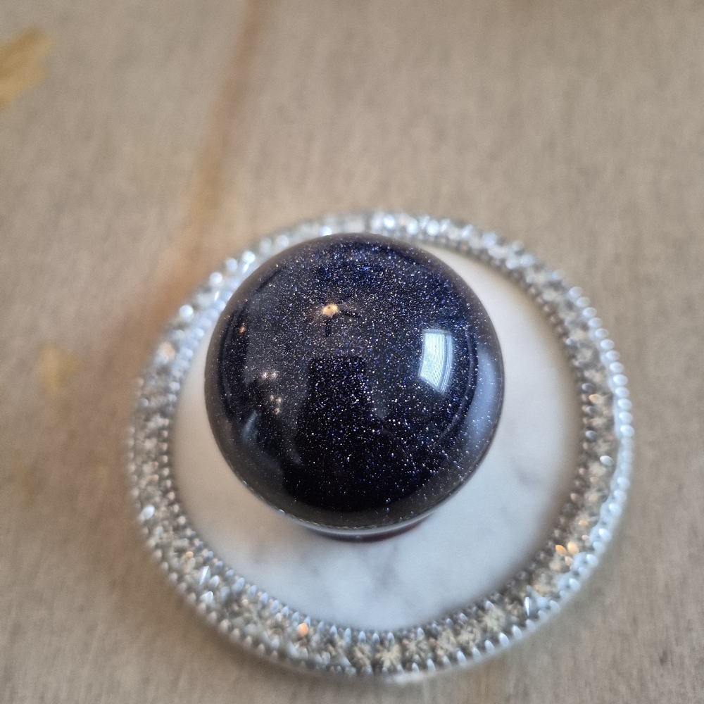 Blue Goldstone Crystal Sphere Orb #1 New - Picture 4 of 10